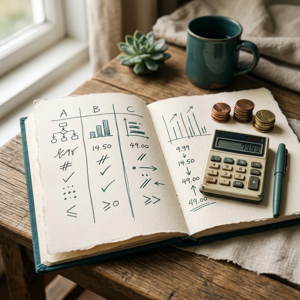 Calculator and coins representing viewing costs