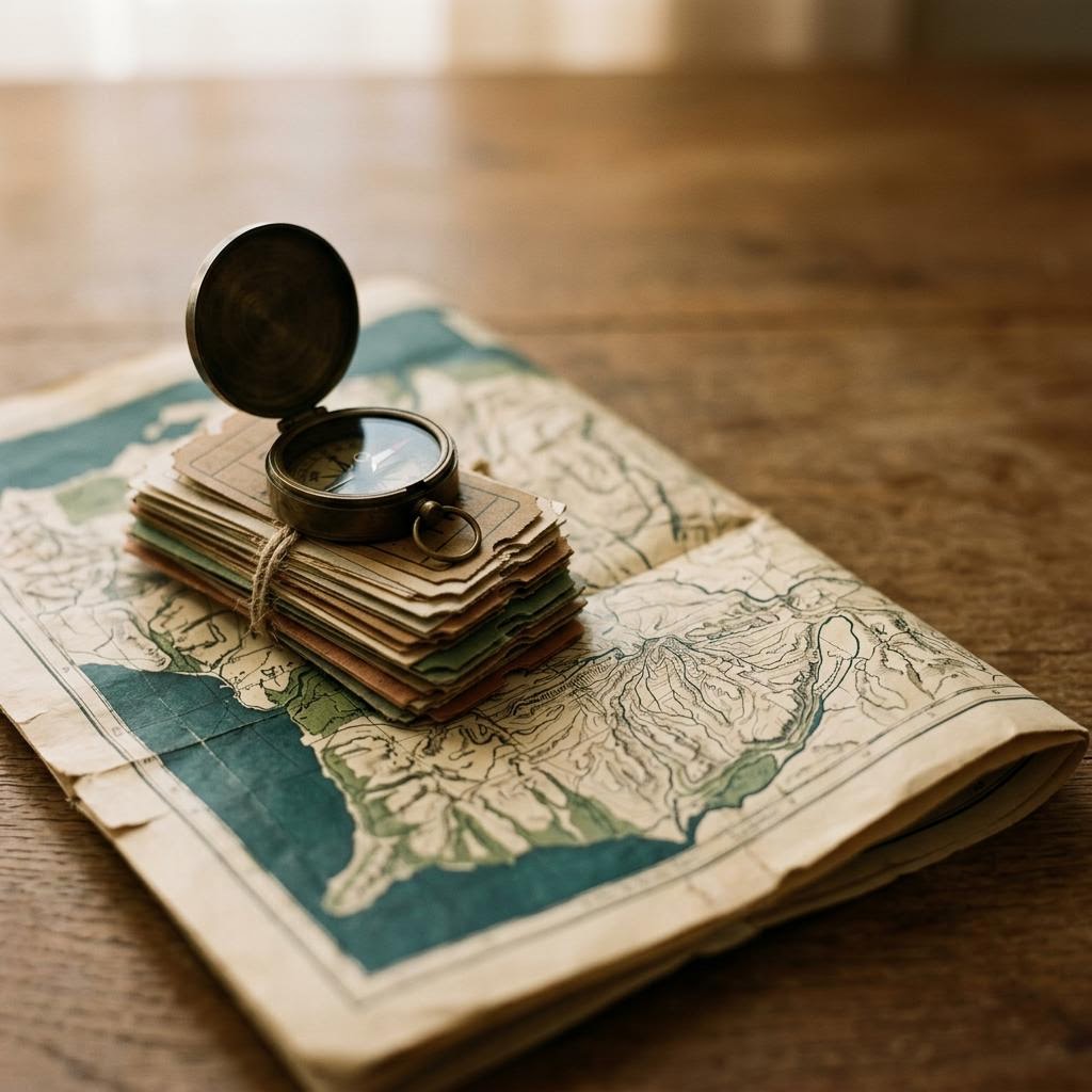 Compass and paper map representing regional viewing choices