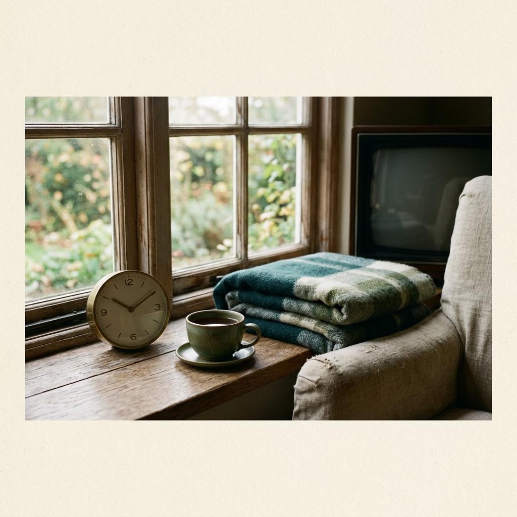Clock and cup of tea representing a balanced viewing week